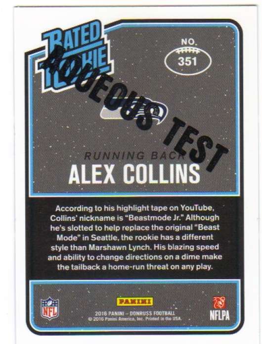 2016 Donruss  Rated Rookies Aqueous Test