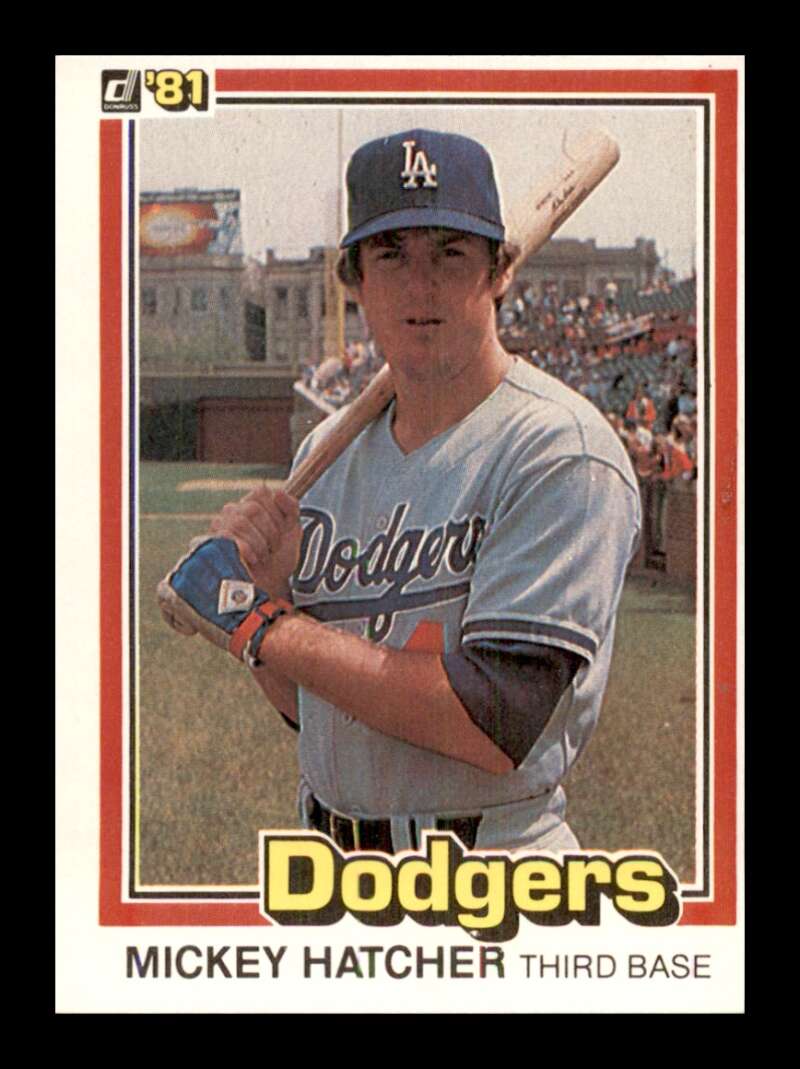 1981 Donruss Baseball #526 Mickey Hatcher Los Angeles Dodgers  Official MLB Trading Card (Stock Photo Shown, Card in approximately Near Mint Condition