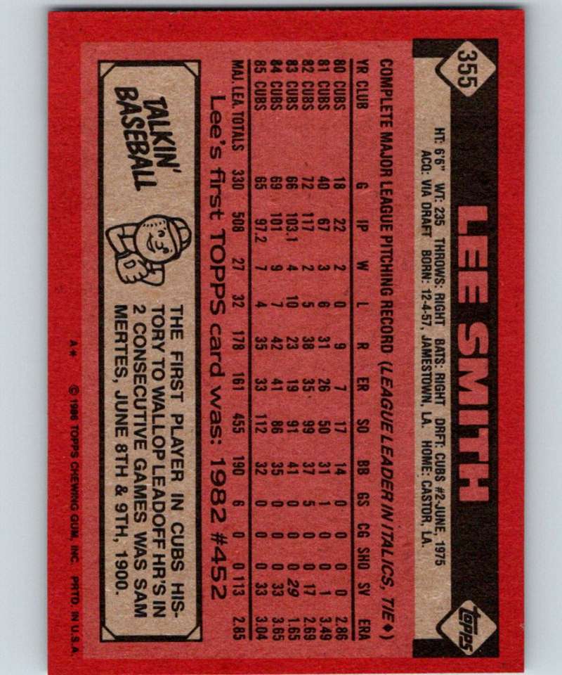 Dennis Eckersley - Cubs #538 Topps 1986 Baseball Trading Card