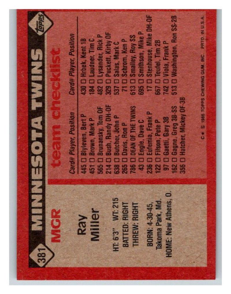  1986 Topps Baseball #786 Mickey Hatcher Minnesota