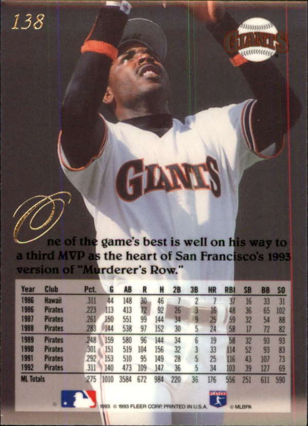 Barry Bonds Jersey - San Francisco Giants 1993 Home Throwback MLB