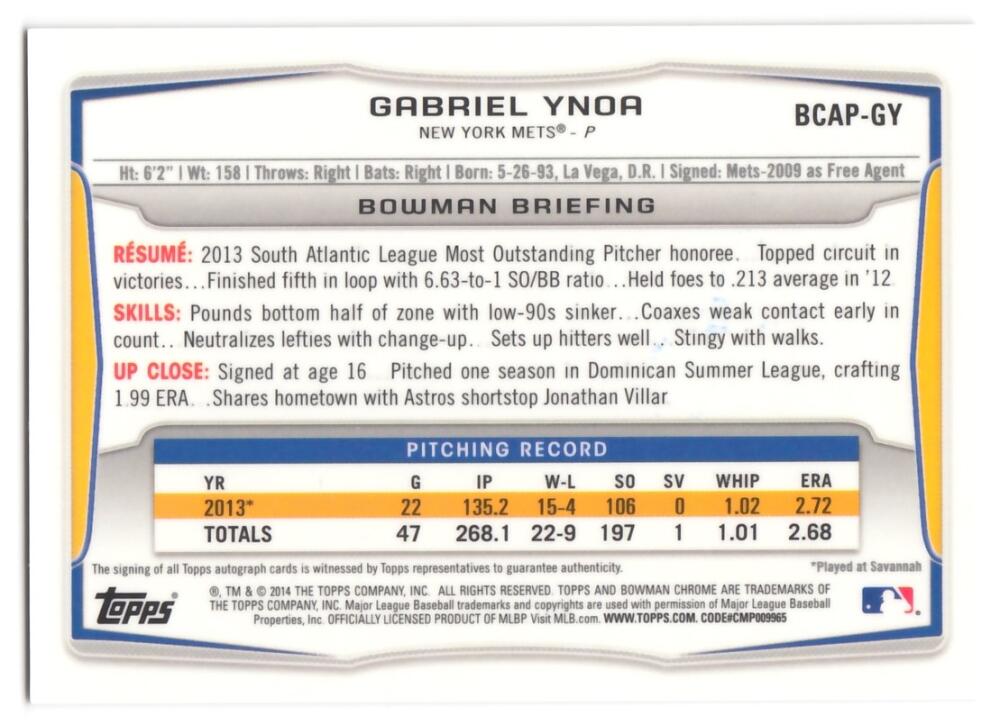 2014 Bowman Chrome Prospects Autographs Baseball Checklist Ultimate