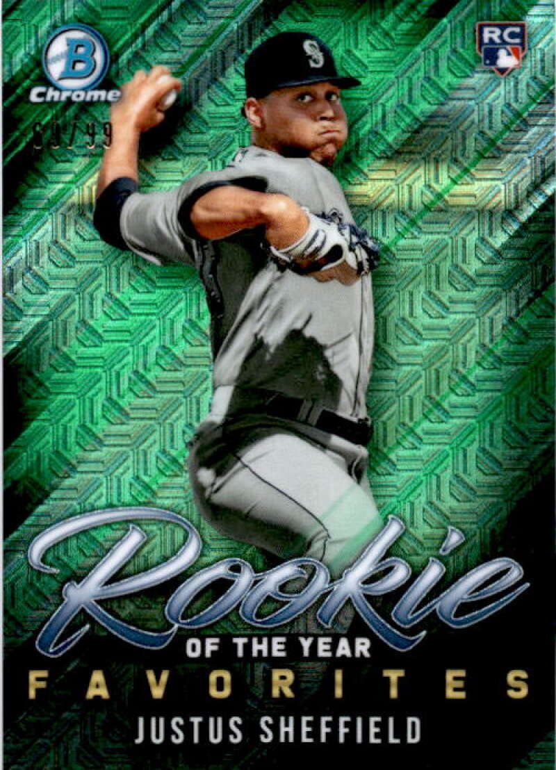 2019 Bowman Mega Box Rookie of the Year Favorites Refractors Green