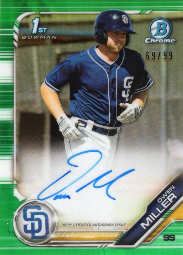 2019 Bowman Chrome Prospects Autographs Refractors Green