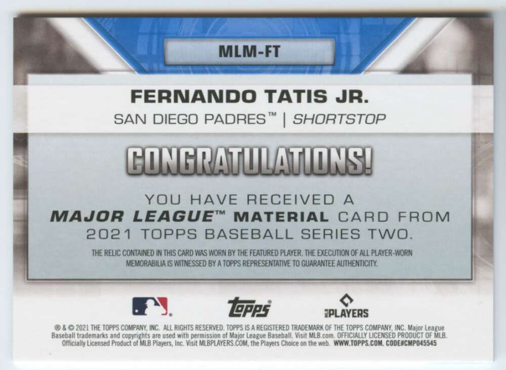  2022 TOPPS MAJOR LEAGUE MATERIAL RELICS #MLM-AN AARON