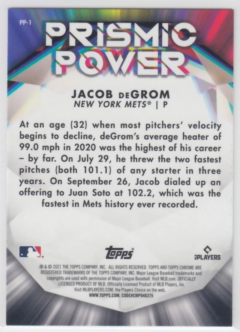 jacob degrom topps chrome 2021