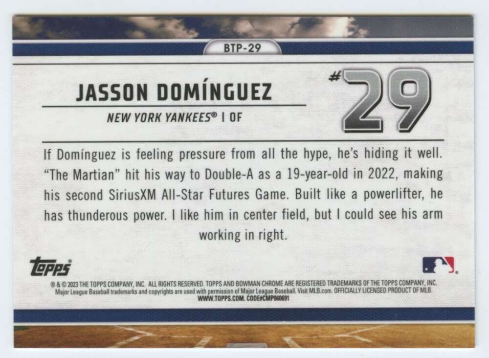 JASSON DOMINGUEZ 2023 BOWMAN Card New York Yankees 