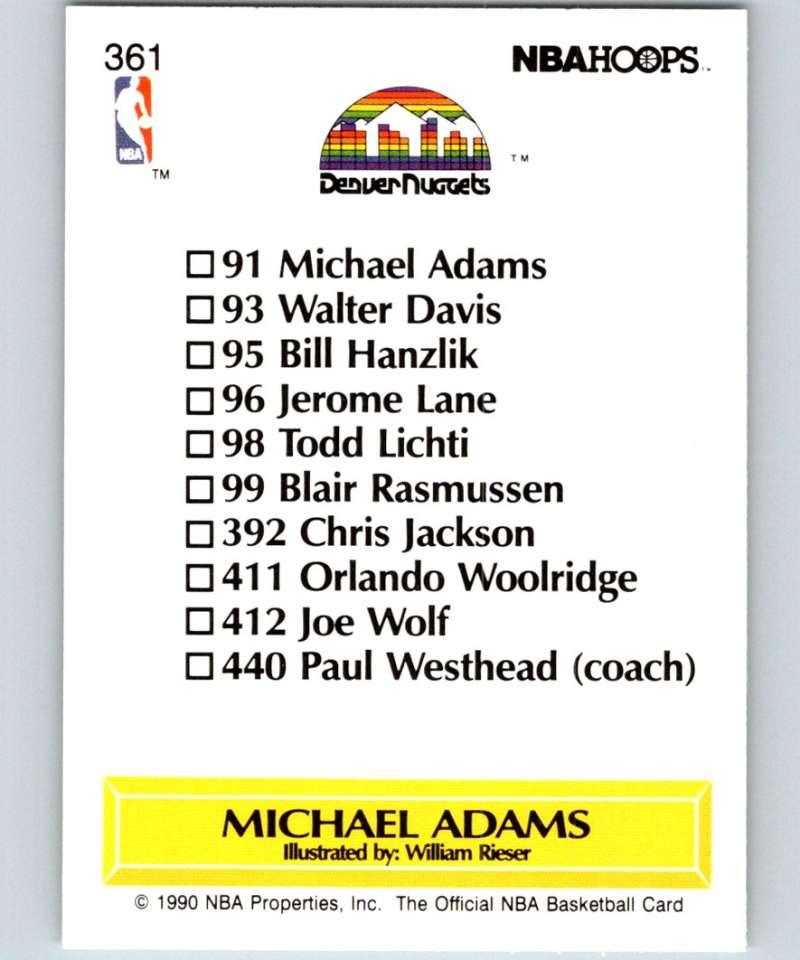 1990-91 Hoops # 411 ORLANDO WOOLRIDGE Denver Nuggets Nice Card Look !