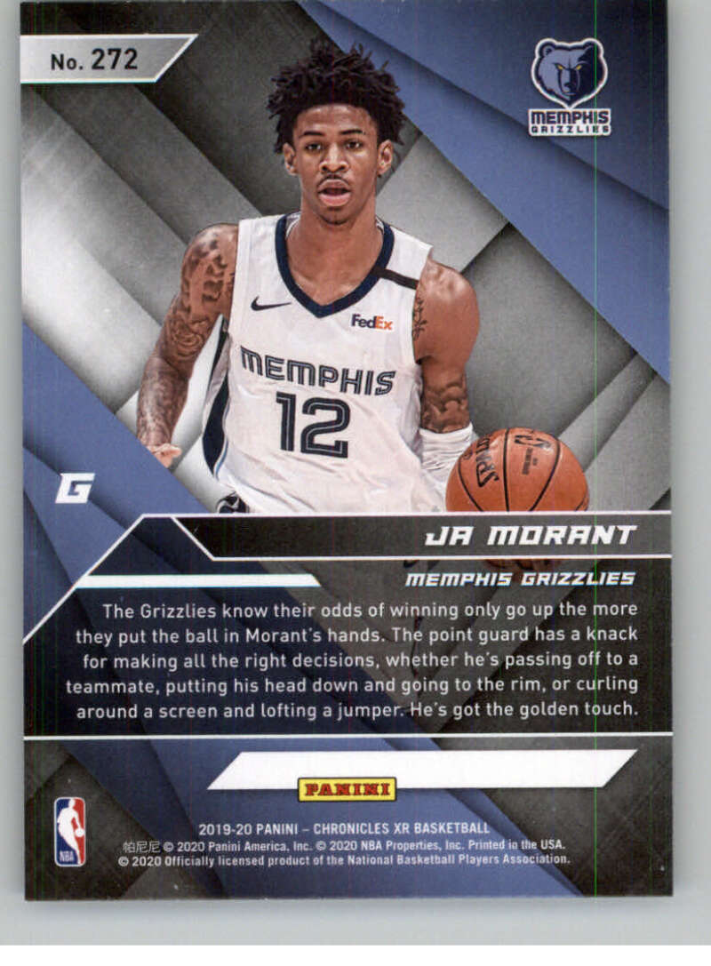 Ja Morant 2019-20 Panini Chronicles Teal #272 XR RC (PSA 9)