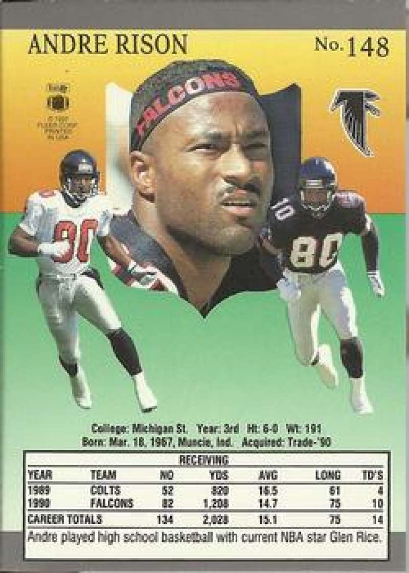 ANDRE RISON SIGNED ATLANTA FALCONS CARD #10