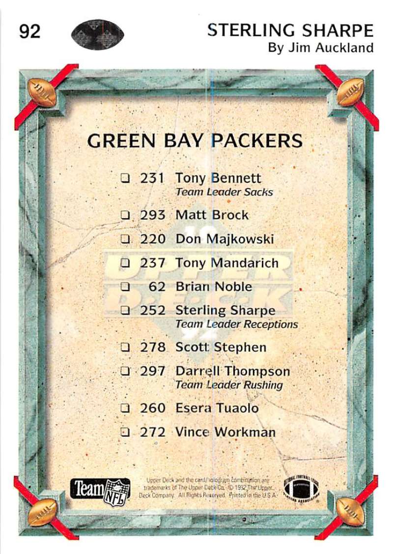 : 1992 Upper Deck # 237 Tony Mandarich Green Bay Packers