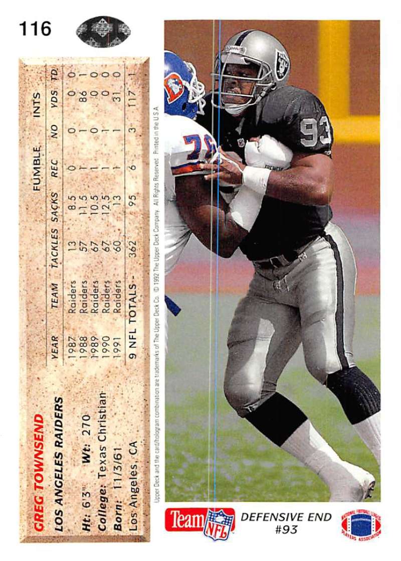 1992 UPPER DECK ERIC DICKERSON LOS ANGELES RAIDERS #580