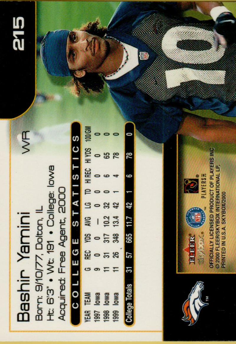 2000 SkyBox Shawn Springs #154 Seattle Seahawks Football Card