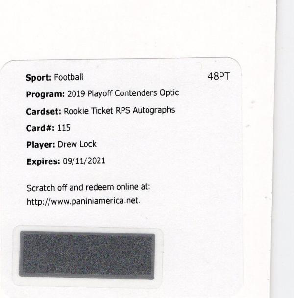 2019 Panini Contenders Optic Rookie Ticket RPS Autographs