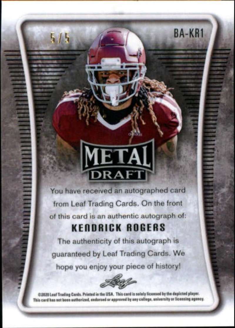 2020 Leaf Metal Draft Autographs Mojo Black Football Checklist