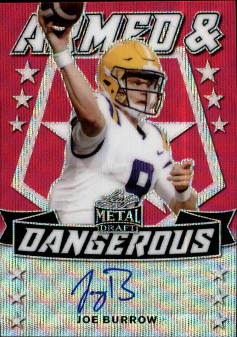 2020 Leaf Metal Draft Armed and Dangerous Autographs Wave Pink Football