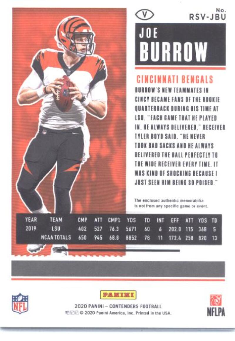 Joe Burrow / Tua Tagovailoa 2020 Panini Contenders Round Numbers