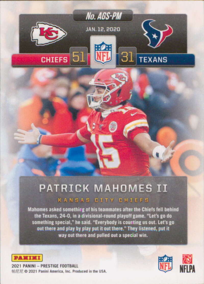 Patrick Mahomes 2022 Panini Prestige Any Given Sunday #11 Kansas City  Chiefs