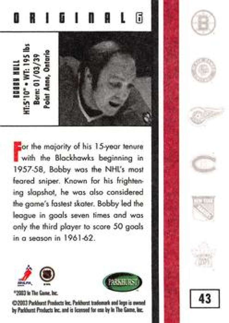 2003-04 Parkhurst Original Six Chicago Blackhawks - Pick A Card