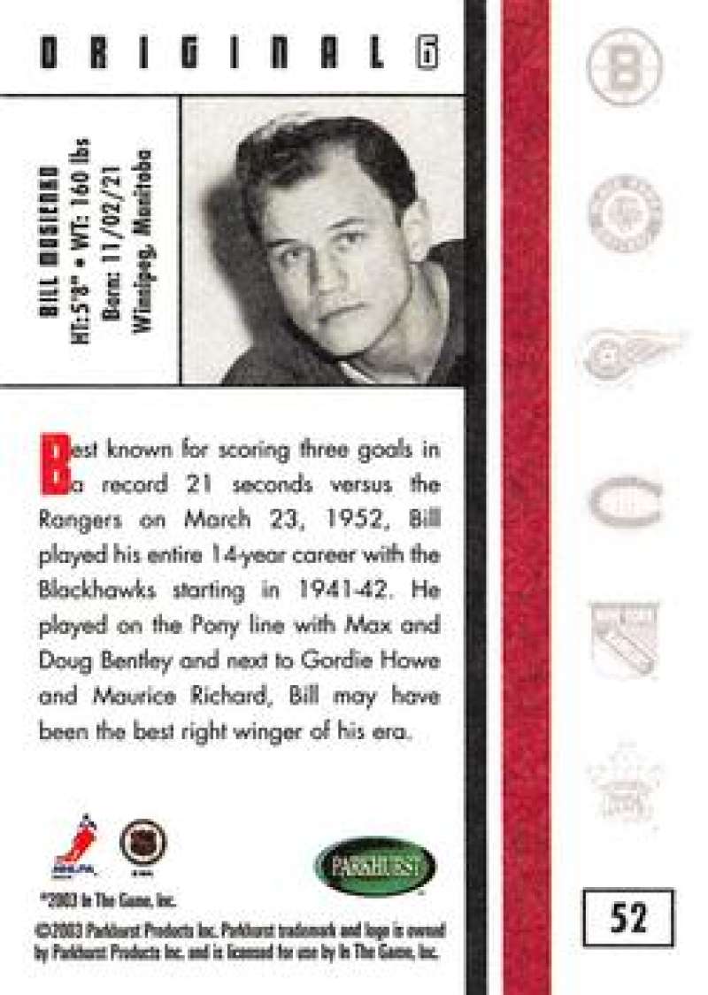 2003-04 Parkhurst Original Six Chicago Blackhawks - Pick A Card