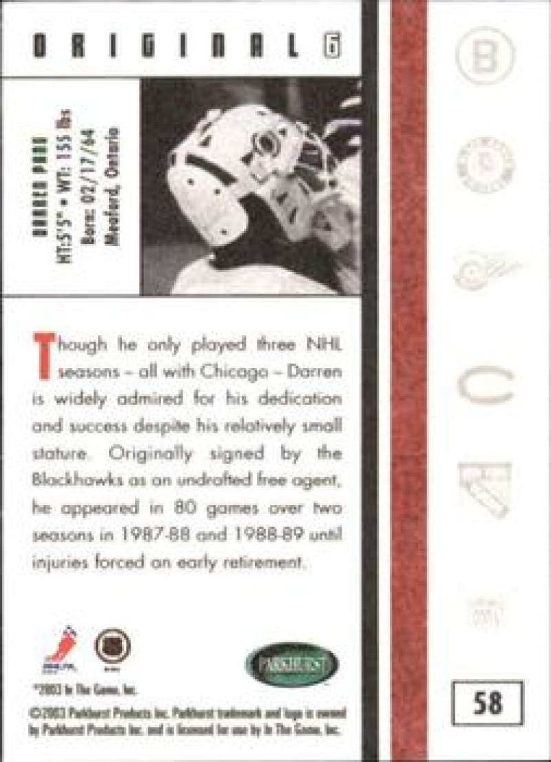 2003-04 Parkhurst Original Six Chicago Blackhawks - Pick A Card