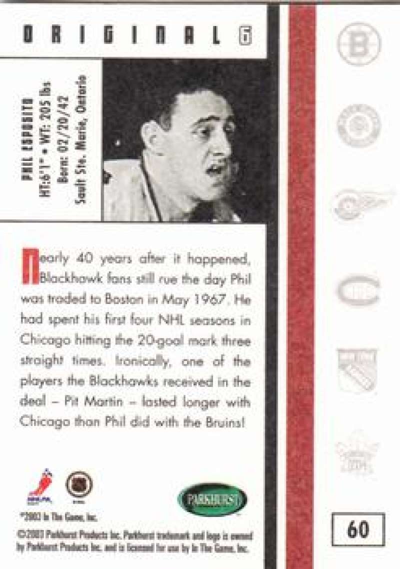 2003-04 Parkhurst Original Six Chicago Blackhawks - Pick A Card