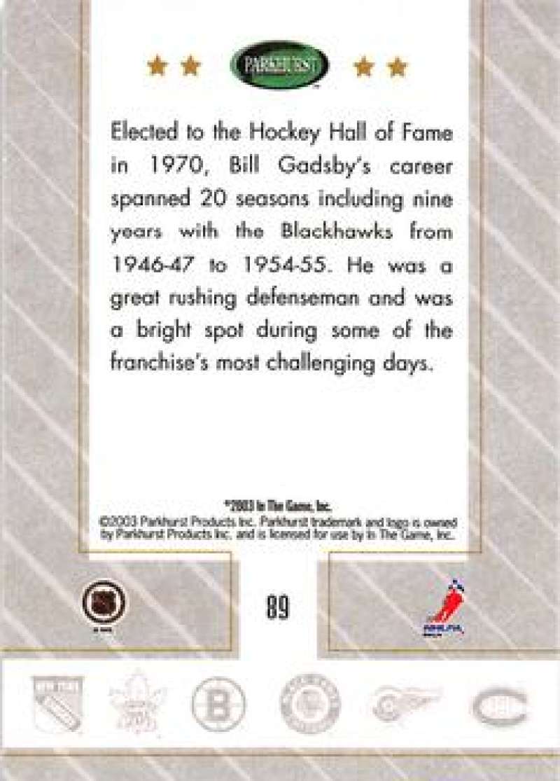 2003-04 Parkhurst Original Six Chicago Blackhawks - Pick A Card