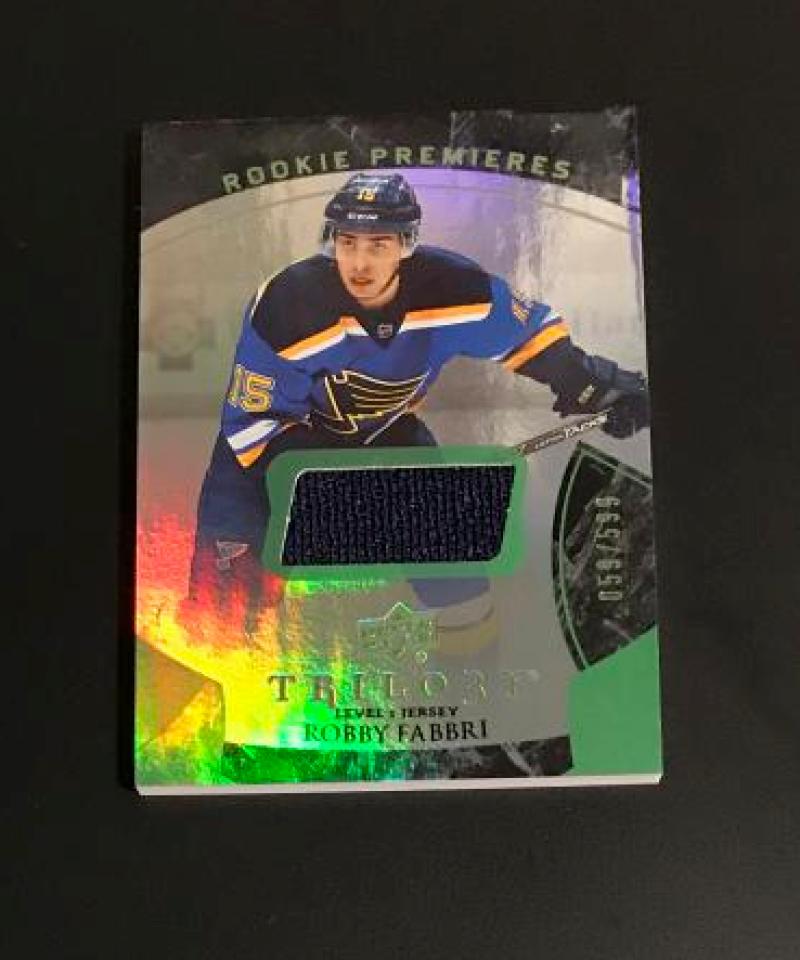 2015-16 Upper Deck Trilogy Rookie Premeries Rainbow Foil Green Jersey