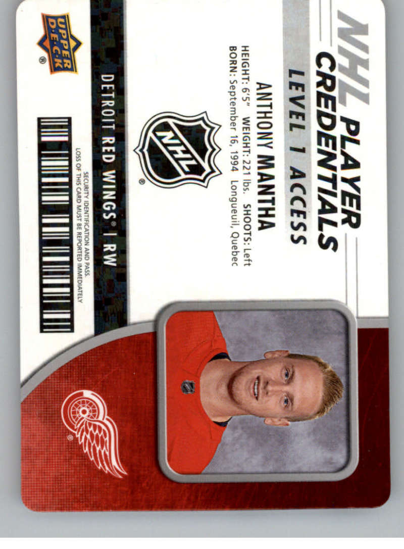 2018-19 Upper Deck MVP NHL Player Credentials Access