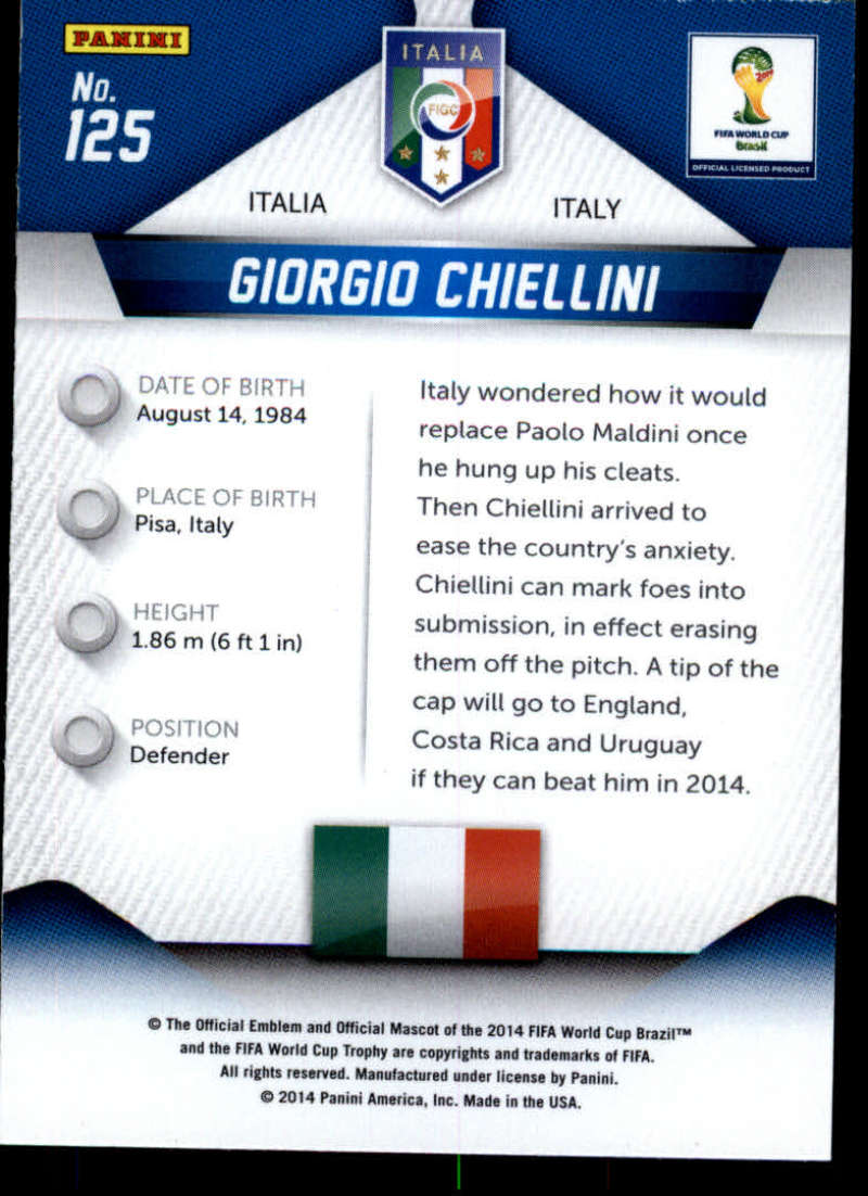 2014 Panini Prizm World Cup #125 Giorgio Chiellini Italy NM-MT Soccer / Futbol 
