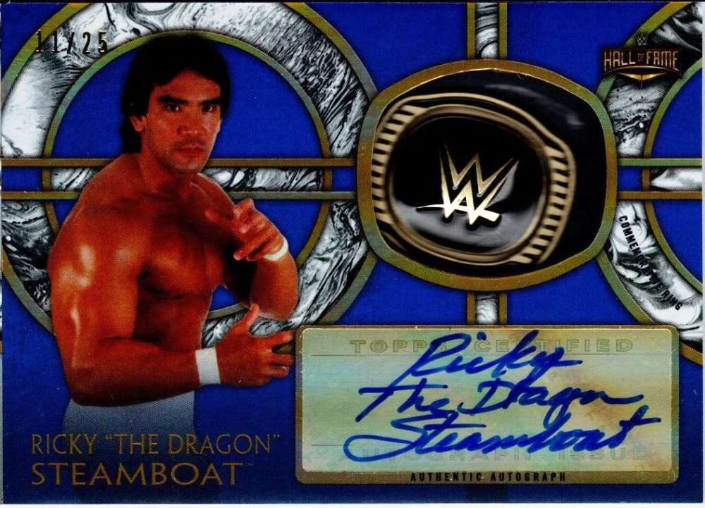 2018 Topps Legends of WWE Autographed Commemorative Hall of Fame Ring Blue